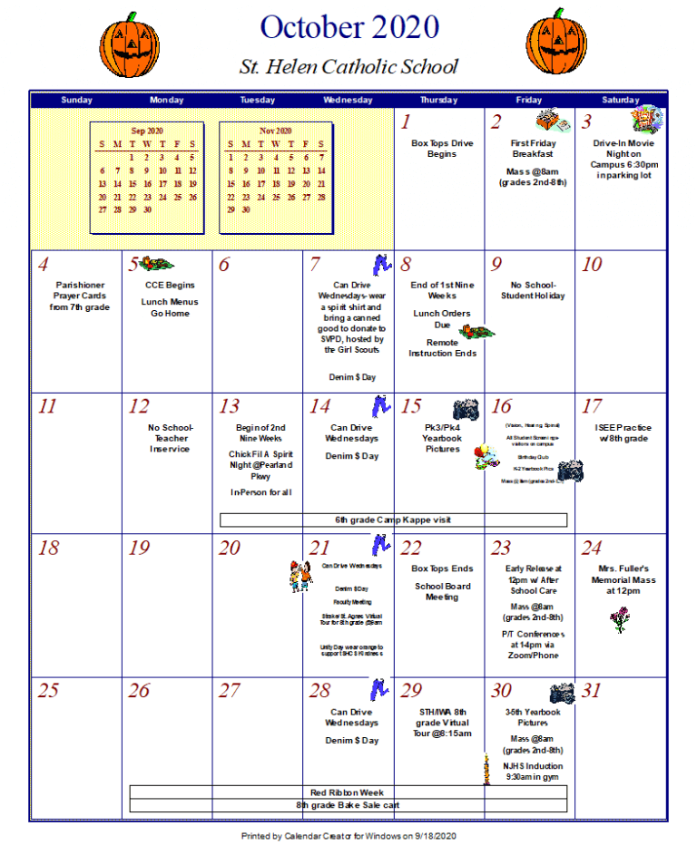 calendar-saint-helen-catholic-school